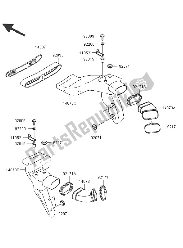 Tutte le parti per il Condotto Dell'aria del Kawasaki Ninja ZX 12R 1200 2005