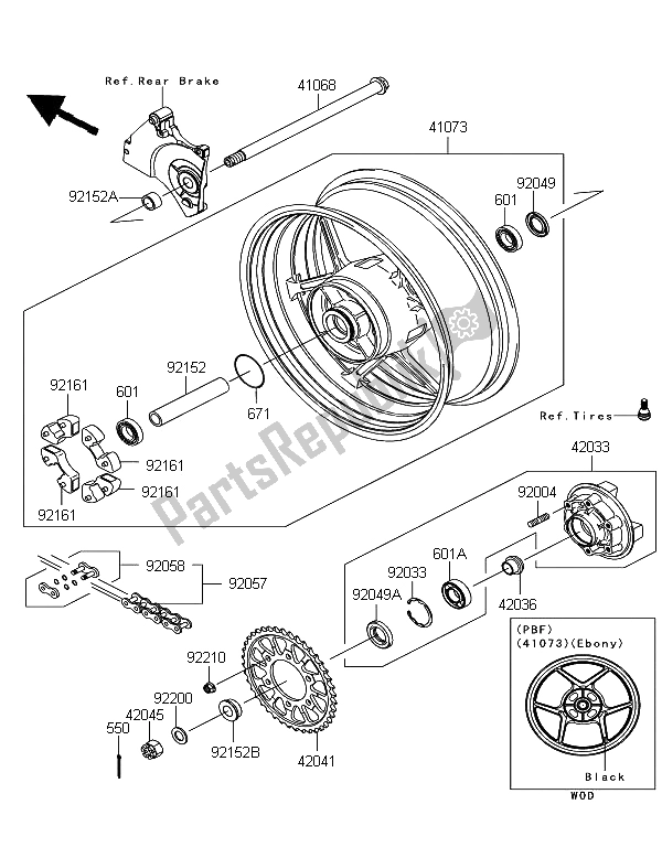 Todas las partes para Buje Trasero de Kawasaki Z 750R ABS 2011