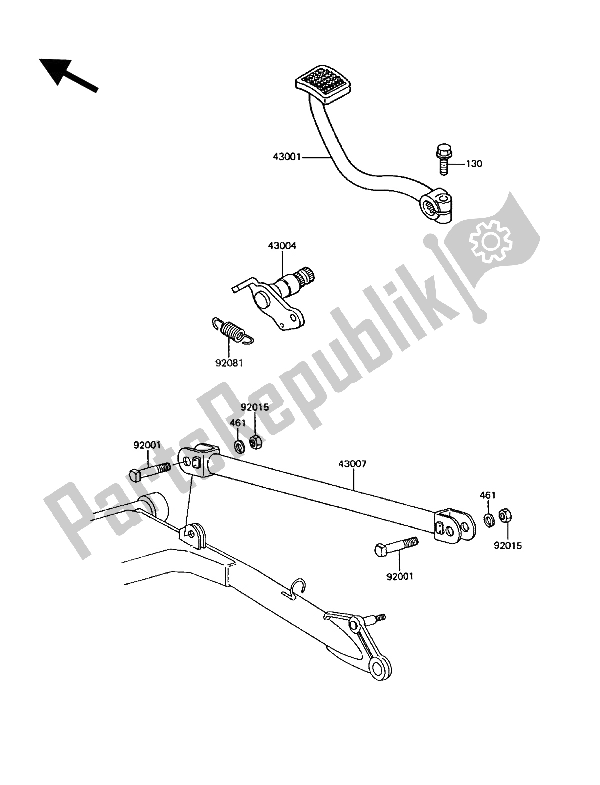 All parts for the Brake Pedal of the Kawasaki GT 750 1992