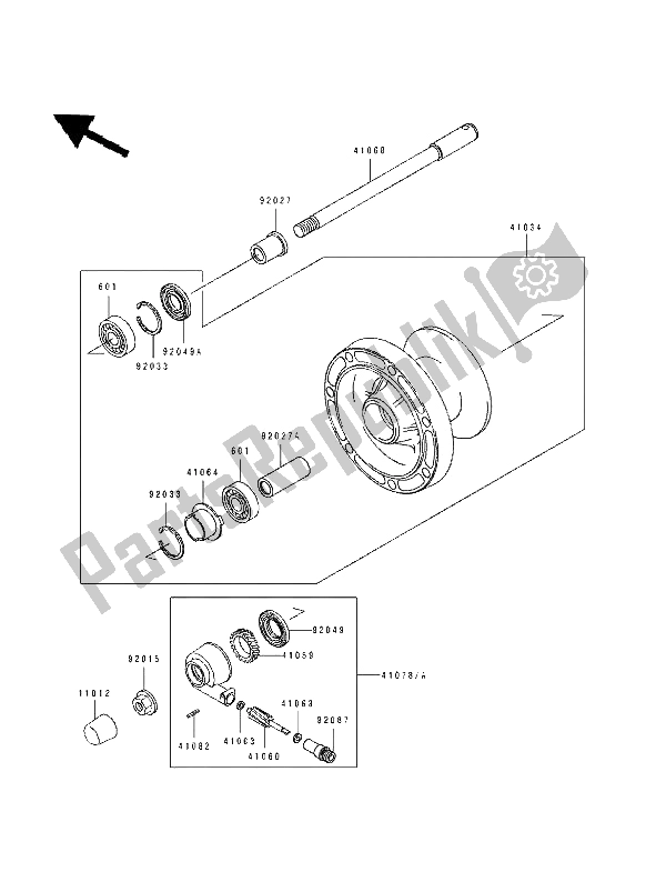 All parts for the Front Hub of the Kawasaki EN 500 1994