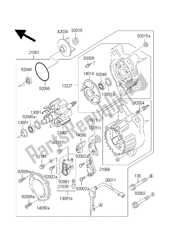 Wszystkie części do Generator Kawasaki Ninja ZX 7R 750 2001