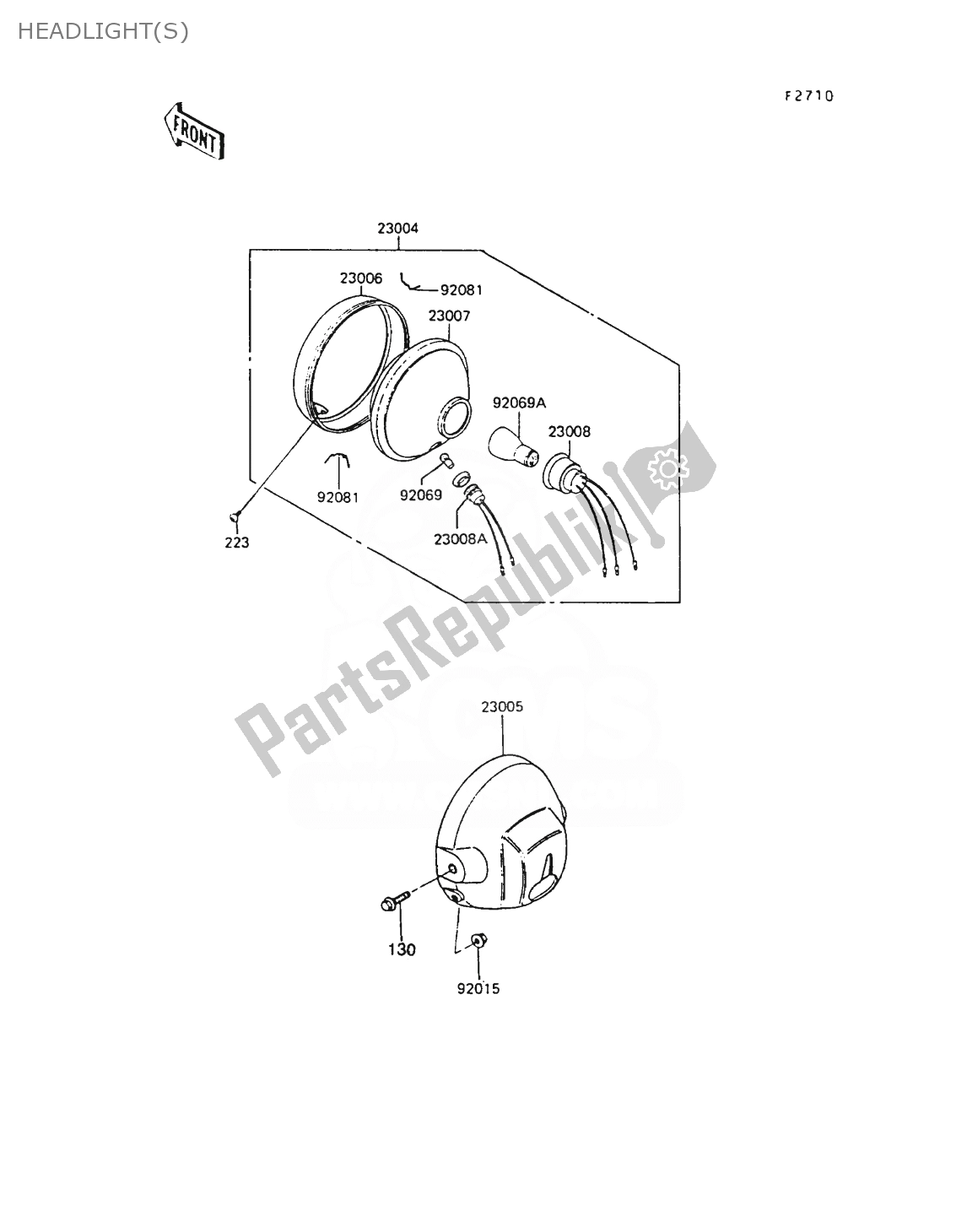 All parts for the Headlight(s) of the Kawasaki AR 80 1990