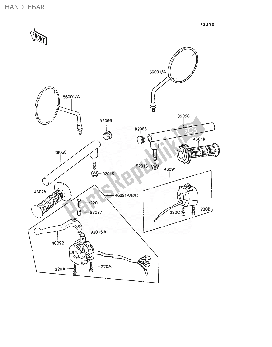 Alle onderdelen voor de Stuur van de Kawasaki AR 50 1989