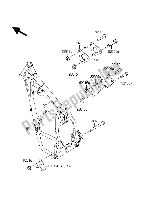 Tutte le parti per il Montaggi Della Struttura del Kawasaki KLR 650 1998