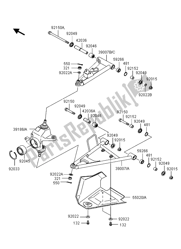 All parts for the Front Suspension ( Jkavfda16b524414) of the Kawasaki KVF 750 4X4 2006