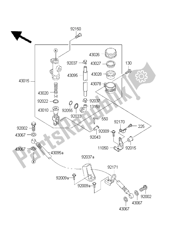 Tutte le parti per il Pompa Freno Posteriore del Kawasaki Ninja ZX 6R 600 2001