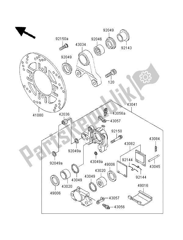 All parts for the Rear Brake of the Kawasaki ZXR 400 1997