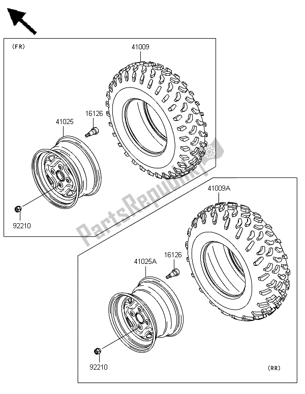 Tutte le parti per il Pneumatici del Kawasaki Brute Force 650 4X4I 2014