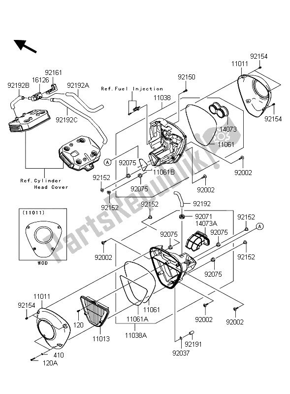 Toutes les pièces pour le Purificateur D'air du Kawasaki VN 1700 Classic ABS 2012