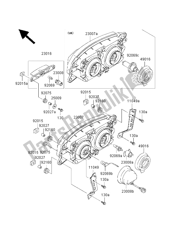 Todas las partes para Faro de Kawasaki Ninja ZX 7R 750 2000