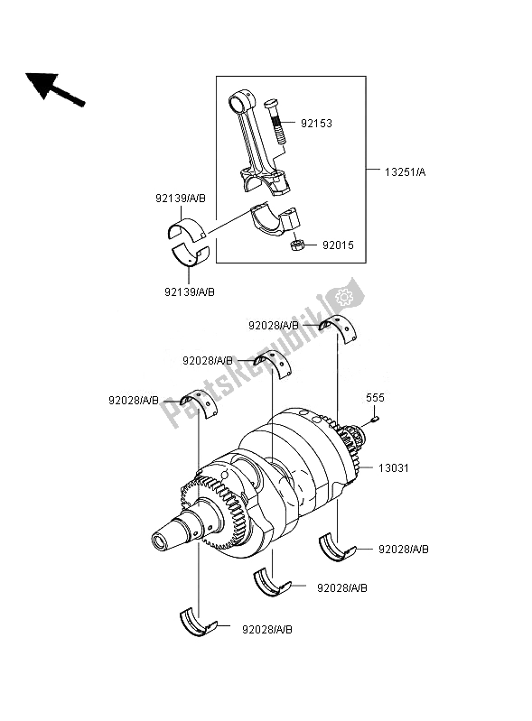 All parts for the Crankshaft of the Kawasaki ER 6F 650 2007