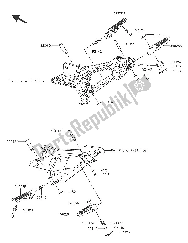 All parts for the Footrests of the Kawasaki Z 800 2016