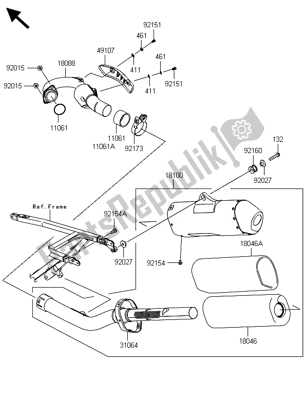 All parts for the Muffler(s) of the Kawasaki KX 250F 2014