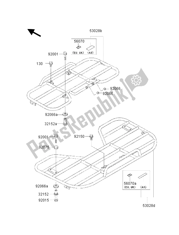 Tutte le parti per il Vettore del Kawasaki KVF 400 2001