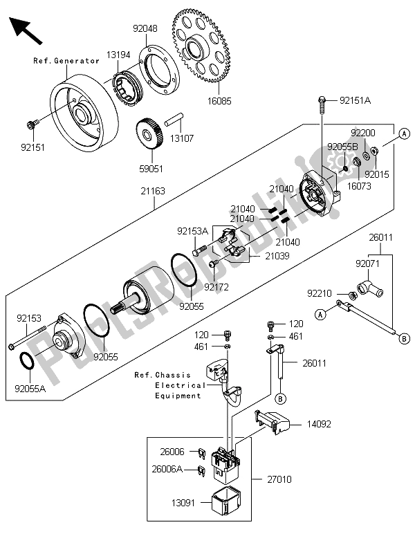 Tutte le parti per il Motorino Di Avviamento del Kawasaki Z 1000 2013