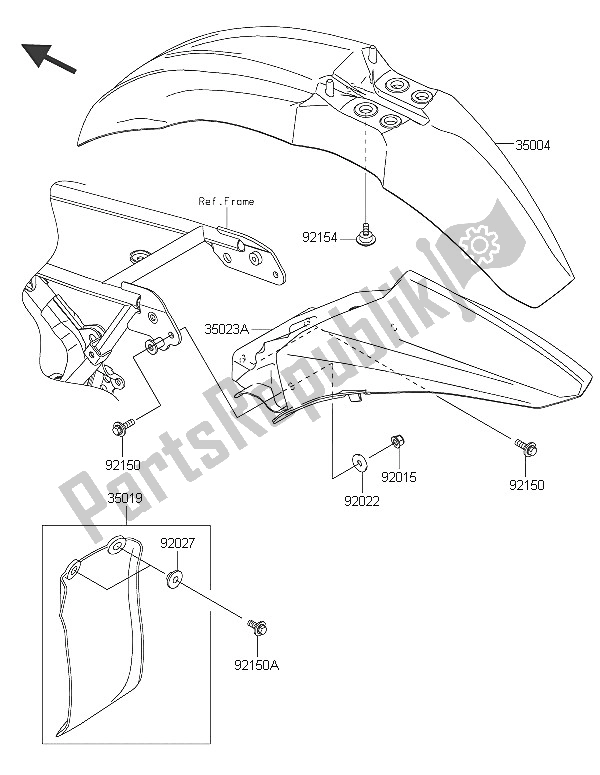 All parts for the Fenders of the Kawasaki KX 85 LW 2016