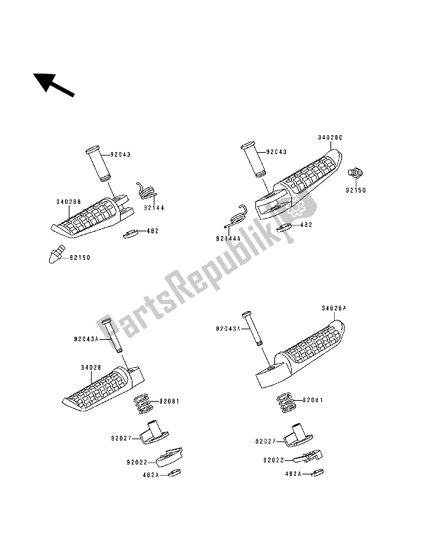 Todas las partes para Reposapiés de Kawasaki Zephyr 1100 1993
