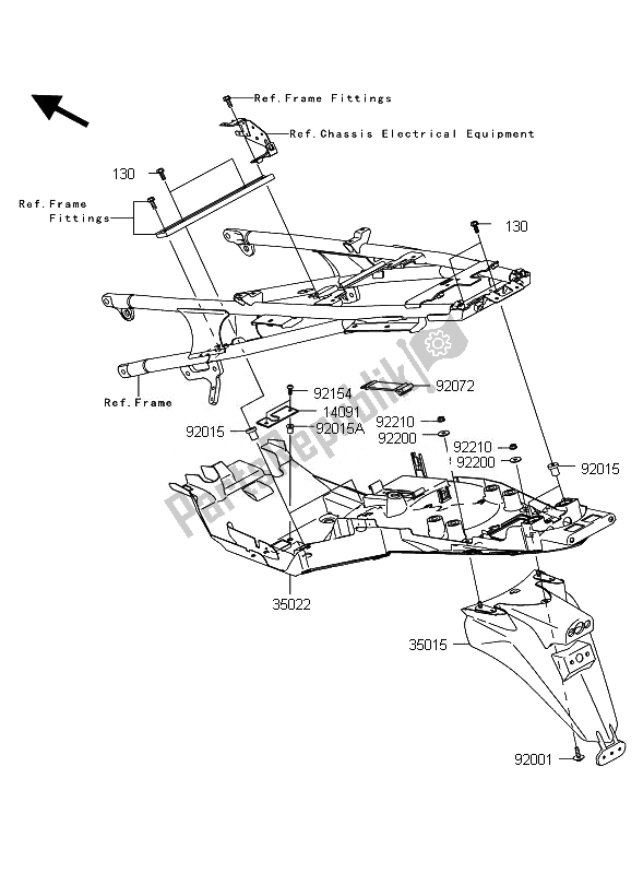 Alle onderdelen voor de Achterspatbord van de Kawasaki 1400 GTR ABS 2010