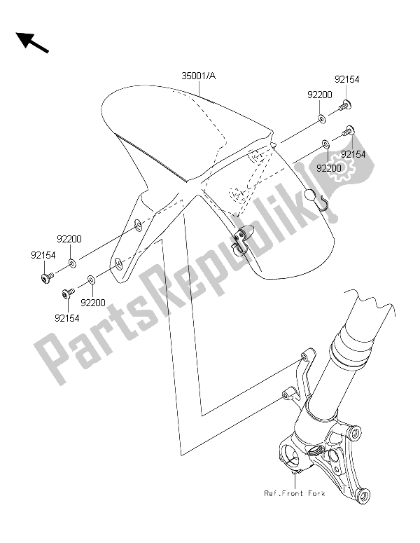 Toutes les pièces pour le Garde-boue Avant du Kawasaki Ninja ZX 10R 1000 2015