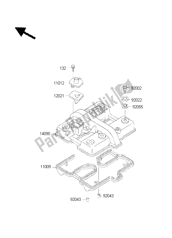 All parts for the Cylinder Head Cover of the Kawasaki EN 500 2001