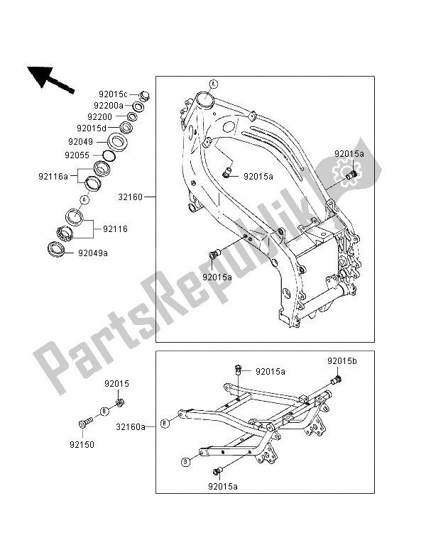 Alle onderdelen voor de Kader van de Kawasaki ZXR 400 1997