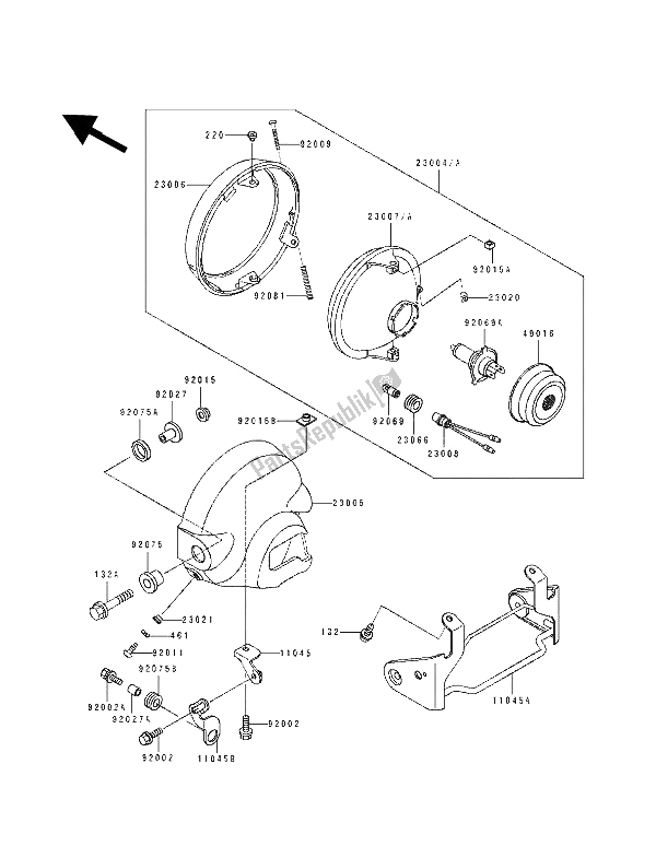 Toutes les pièces pour le Phare (s) du Kawasaki EL 250 1990