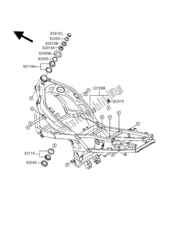 All parts for the Frame of the Kawasaki ZZR 600 1995