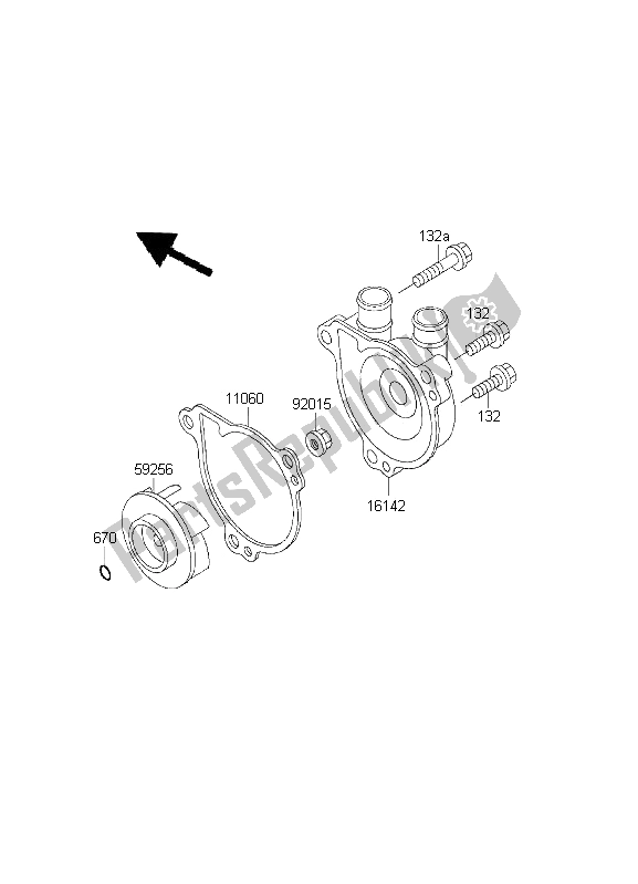 Alle onderdelen voor de Waterpomp van de Kawasaki KLX 300R 2001