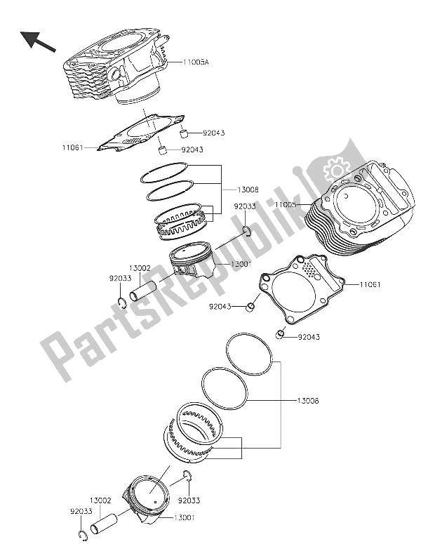 All parts for the Cylinder & Piston(s) of the Kawasaki Vulcan 900 Classic 2016