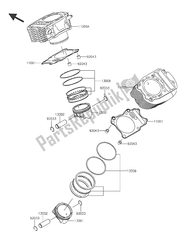 All parts for the Cylinder & Piston(s) of the Kawasaki Vulcan 900 Classic 2016