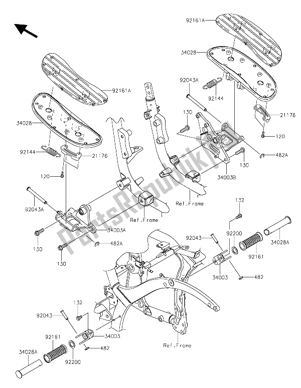 All parts for the Footrests of the Kawasaki Vulcan 900 Classic 2015