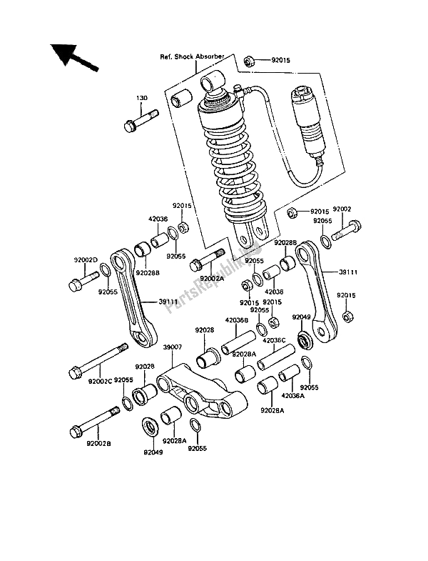 All parts for the Suspension of the Kawasaki GPZ 550 1985