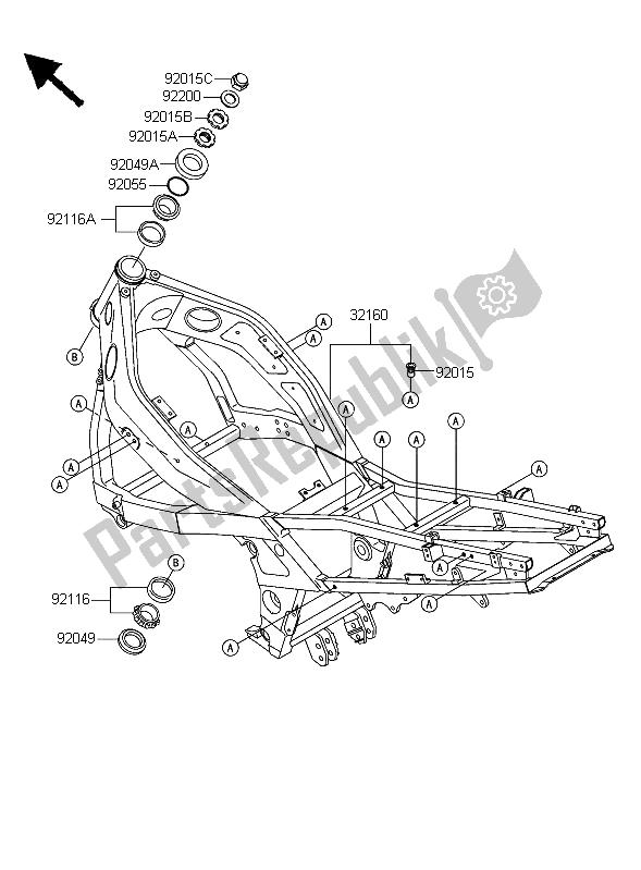 Tutte le parti per il Telaio del Kawasaki ZZR 600 2006