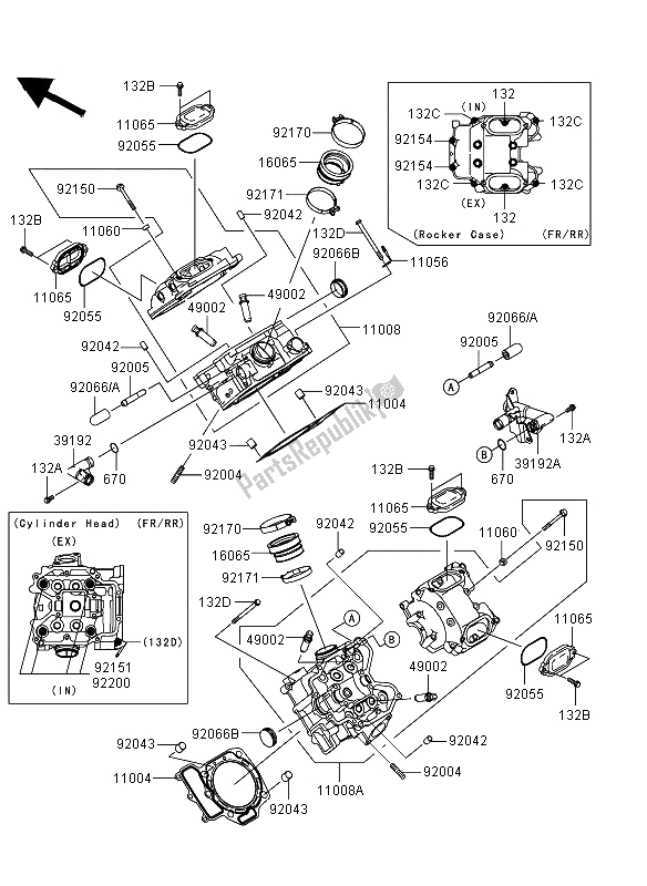 All parts for the Cylinder Head of the Kawasaki KVF 750 4X4 EPS 2012