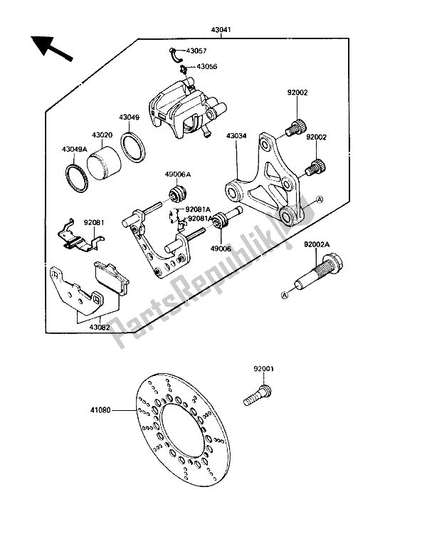 All parts for the Rear Brake of the Kawasaki ZG 1200 B1 1990