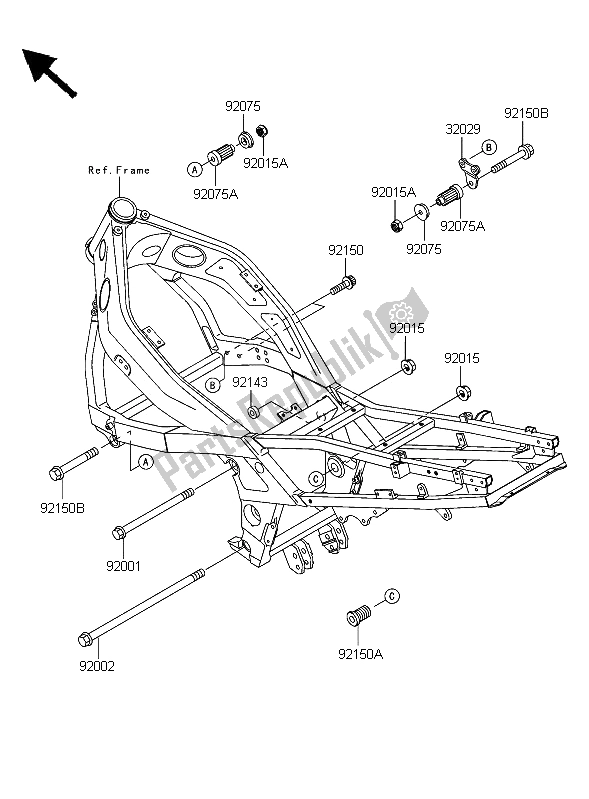 All parts for the Engine Mount of the Kawasaki ZZR 600 2006