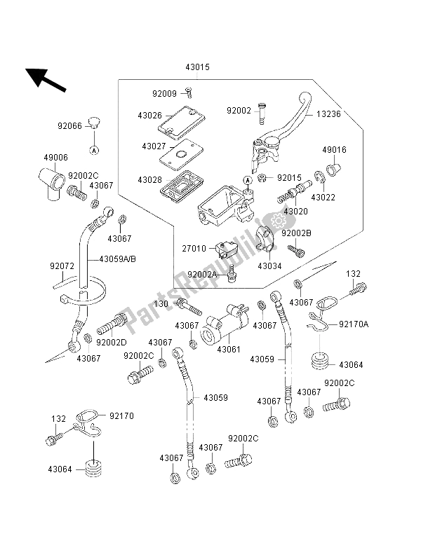 Tutte le parti per il Pompa Freno Anteriore del Kawasaki 1000 GTR 1996