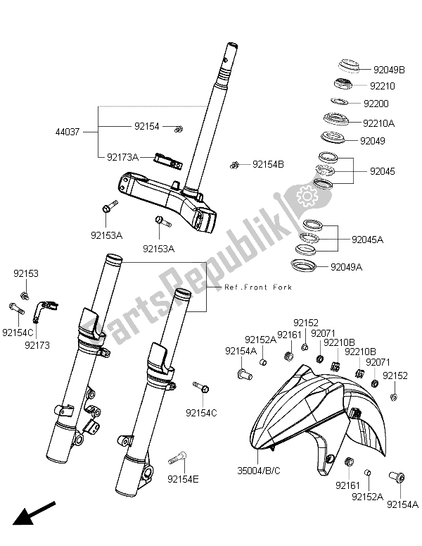 All parts for the Front Fender(s) of the Kawasaki J 300 2015