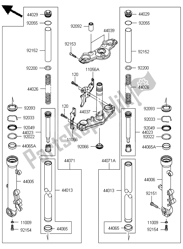 All parts for the Front Fork of the Kawasaki ER 6N 650 2012