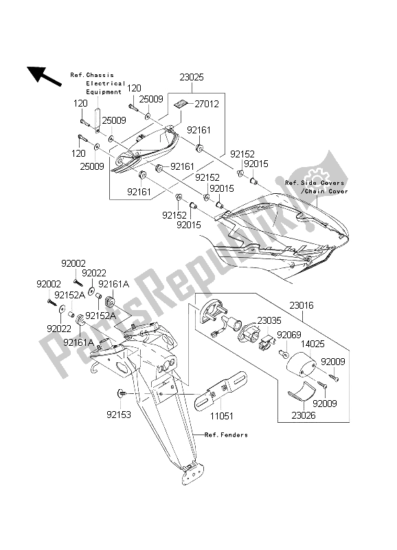 Alle onderdelen voor de Achterlichten) van de Kawasaki Ninja ZX 10 RR 1000 2004