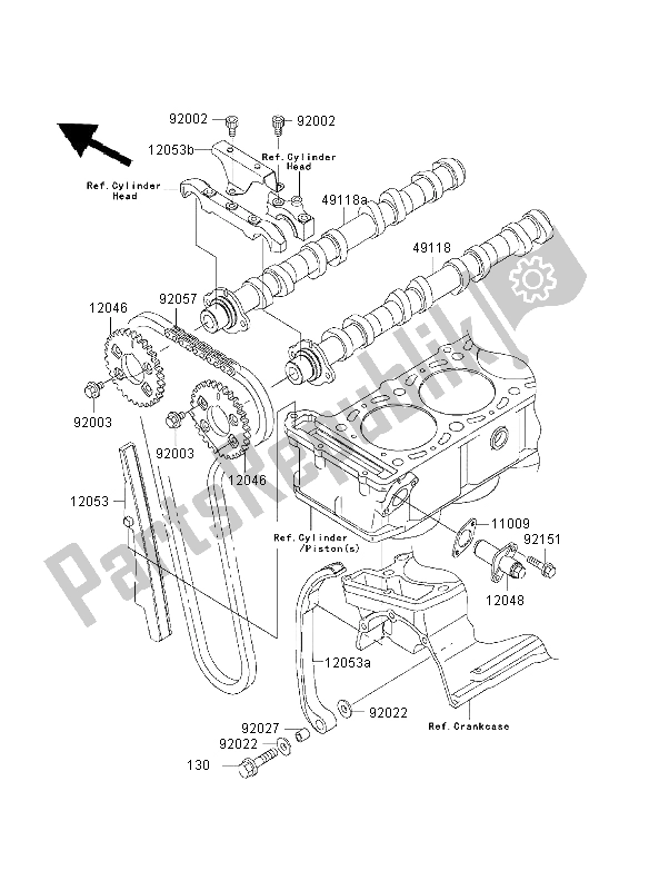 All parts for the Camshaft & Tensioner of the Kawasaki ZRX 1200R 2003