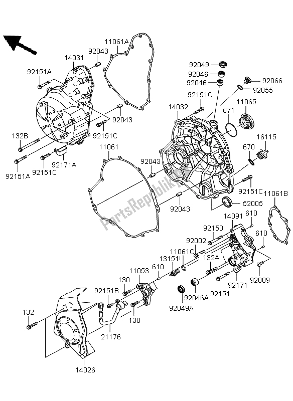 All parts for the Engine Cover of the Kawasaki Versys ABS 650 2012