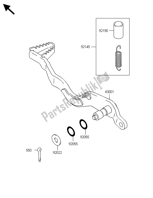 All parts for the Brake Pedal of the Kawasaki KLX 250 2014