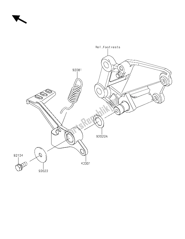 All parts for the Brake Pedal of the Kawasaki Z 300 2015