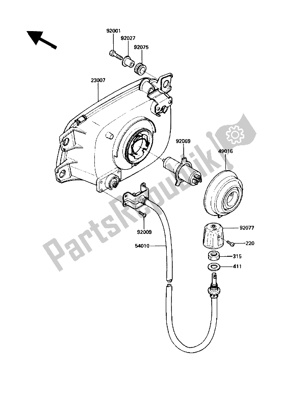 All parts for the Head Lamp of the Kawasaki ZG 1200 B1 1990