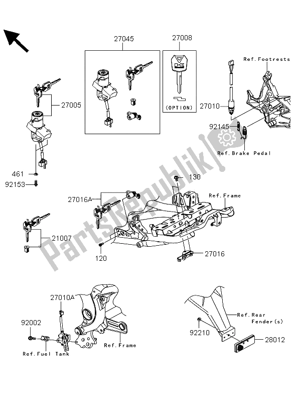 Toutes les pièces pour le Interrupteur D'allumage du Kawasaki Versys ABS 650 2013