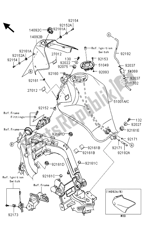 Todas las partes para Depósito De Combustible de Kawasaki ER 6F ABS 650 2013