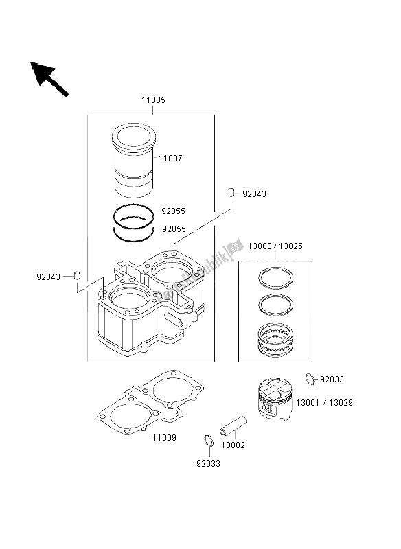 Wszystkie części do Cylinder I T? Ok Kawasaki GPZ 500S 2003