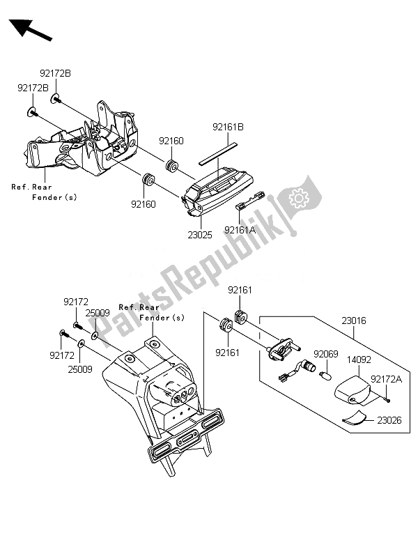 All parts for the Taillight(s) of the Kawasaki Ninja ZX 10R ABS 1000 2014