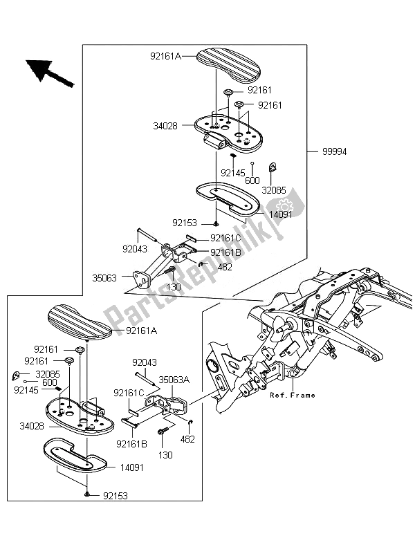 All parts for the Accesory (pass. Floorbord) of the Kawasaki VN 1700 Voyager Custom ABS 2011